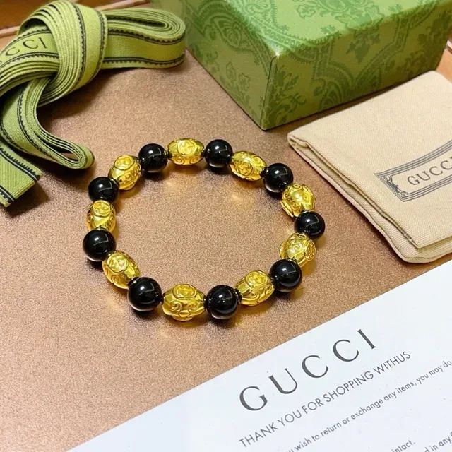 Gucci Black and Gold-Tone Beaded Bracelet 7