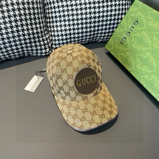 Gucci Preto Bege GG Monograma Lona Circular Bordado Logo Patch Boné de beisebol 4