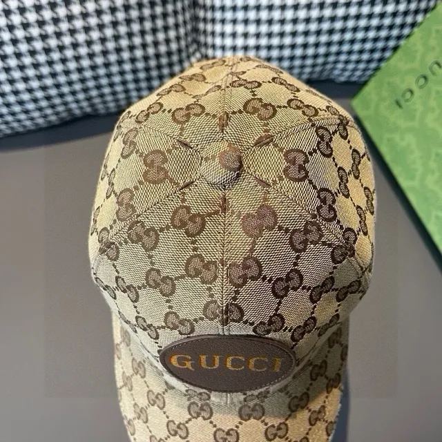 Gucci Preto Bege GG Monograma Lona Circular Bordado Logo Patch Boné de beisebol 7