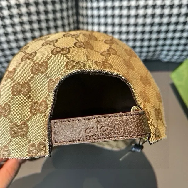 Gucci Preto Bege GG Monograma Lona Circular Bordado Logo Patch Boné de beisebol 9