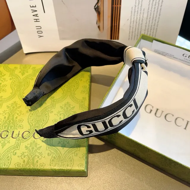 Gucci Black Beige Twisted Knot Logo-Print Woven Band Beanie 3