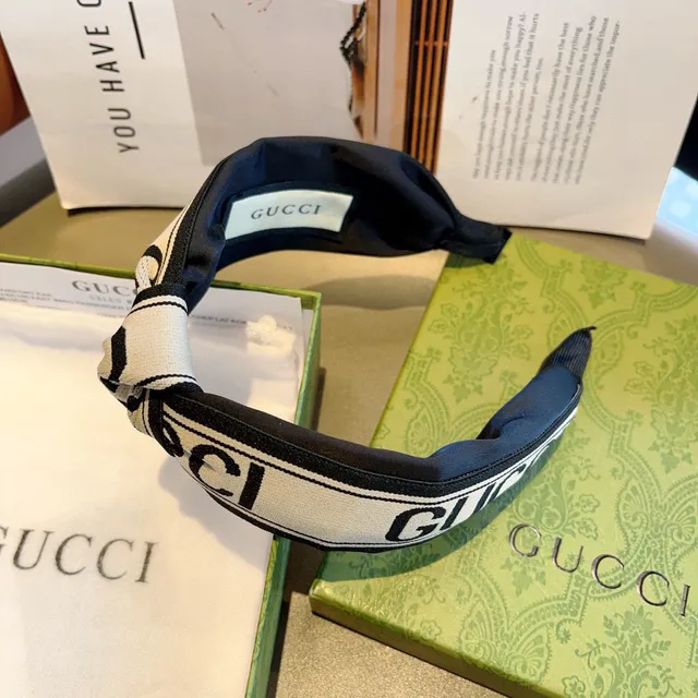 Gucci Black Beige Twisted Knot Logo-Print Woven Band Beanie 4