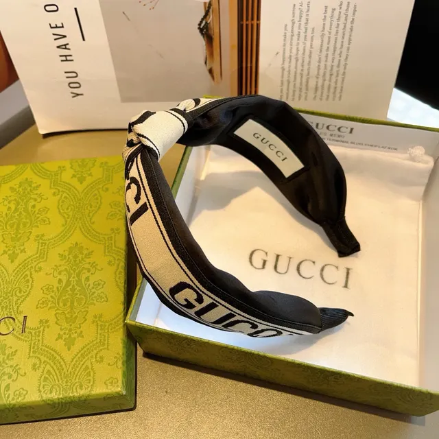 Gucci Black Beige Twisted Knot Logo-Print Woven Band Beanie 6