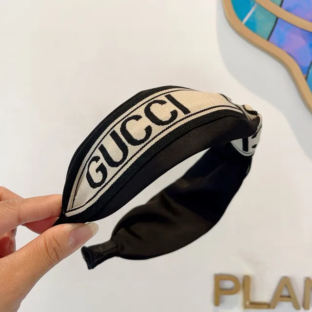 Gucci Black Beige Twisted Knot Logo-Print Woven Band Beanie 8