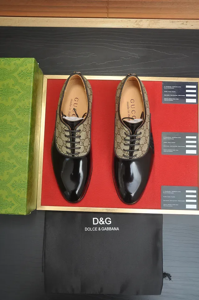 Gucci Chaussures Oxford Noir Beige Deux Tons avec Cap Toe 5