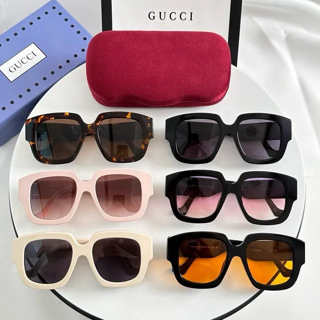 Gucci Black Multicolor Oversized Square Frame Thick Acetate Rims Sunglasses 1