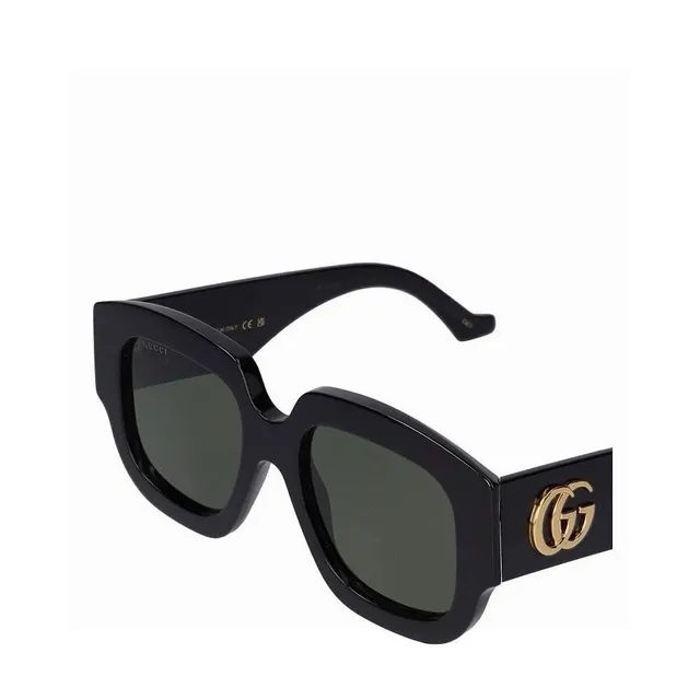 Gucci Black Multicolor Oversized Square Frame Thick Acetate Rims Sunglasses 3
