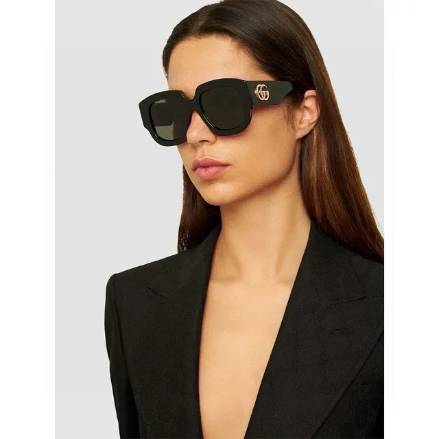 Gucci Black Multicolor Oversized Square Frame Thick Acetate Rims Sunglasses 4