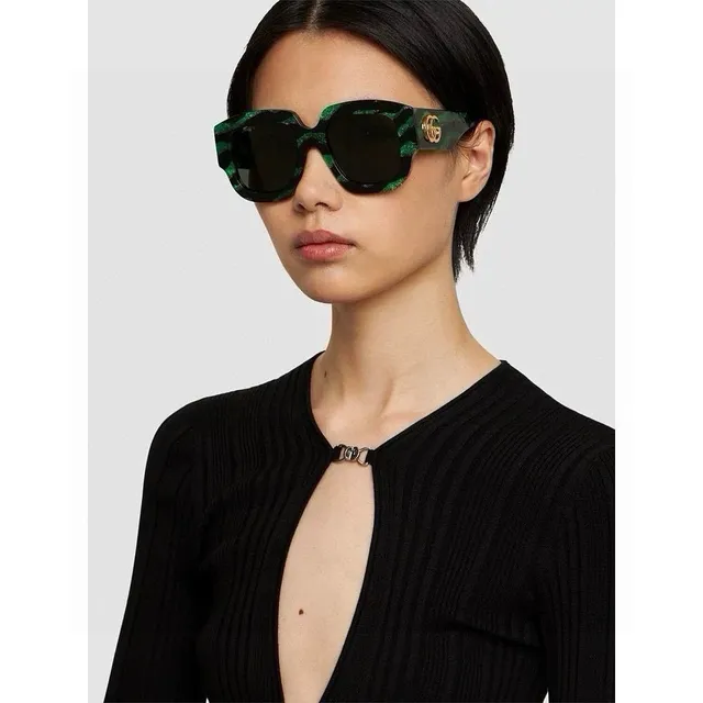 Gucci Black Multicolor Oversized Square Frame Thick Acetate Rims Sunglasses 7