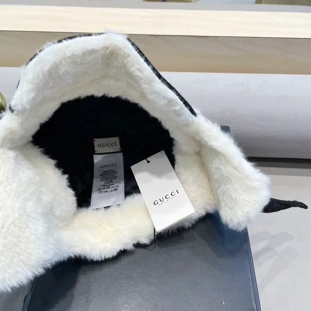 Gucci Black Shearling-Lined Ear-Flap Beanie 5
