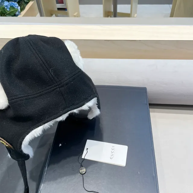 Gucci Black Shearling-Lined Ear-Flap Beanie 7