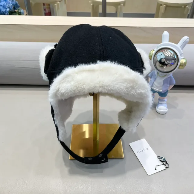 Gucci Black Shearling-Lined Ear-Flap Beanie 9