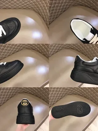 Gucci Black White Platform Sole Perforated Leather Panels Lifestyle Sneakers 9