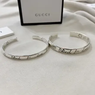 Gucci Blind for Love Engraved Open Cuff Bracelets
