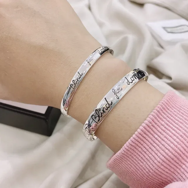 Gucci Blind for Love Engraved Open Cuff Bracelets 4