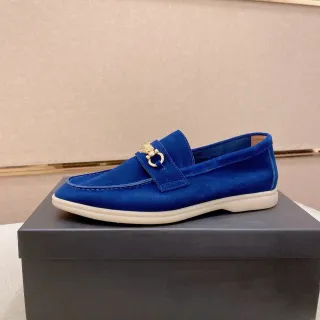 Gucci Blue Beige Suede Upper Horsebit Buckle Loafer
