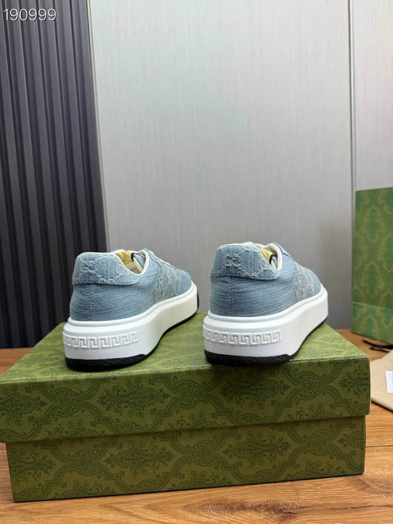 Gucci Blue White Denim Upper GG Monogram Print Lifestyle Sneakers 2