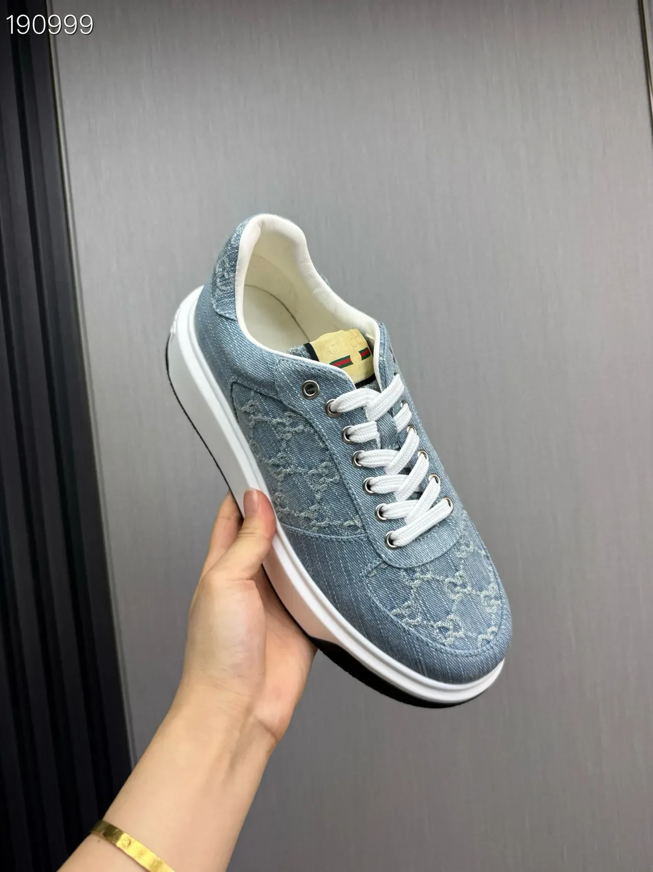 Gucci Blue White Denim Upper GG Monogram Print Lifestyle Sneakers 3