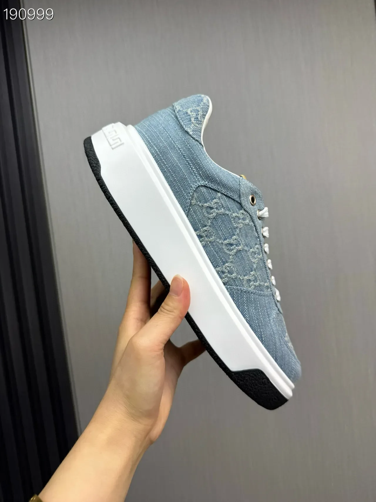 Gucci Blue White Denim Upper GG Monogram Print Lifestyle Sneakers 5