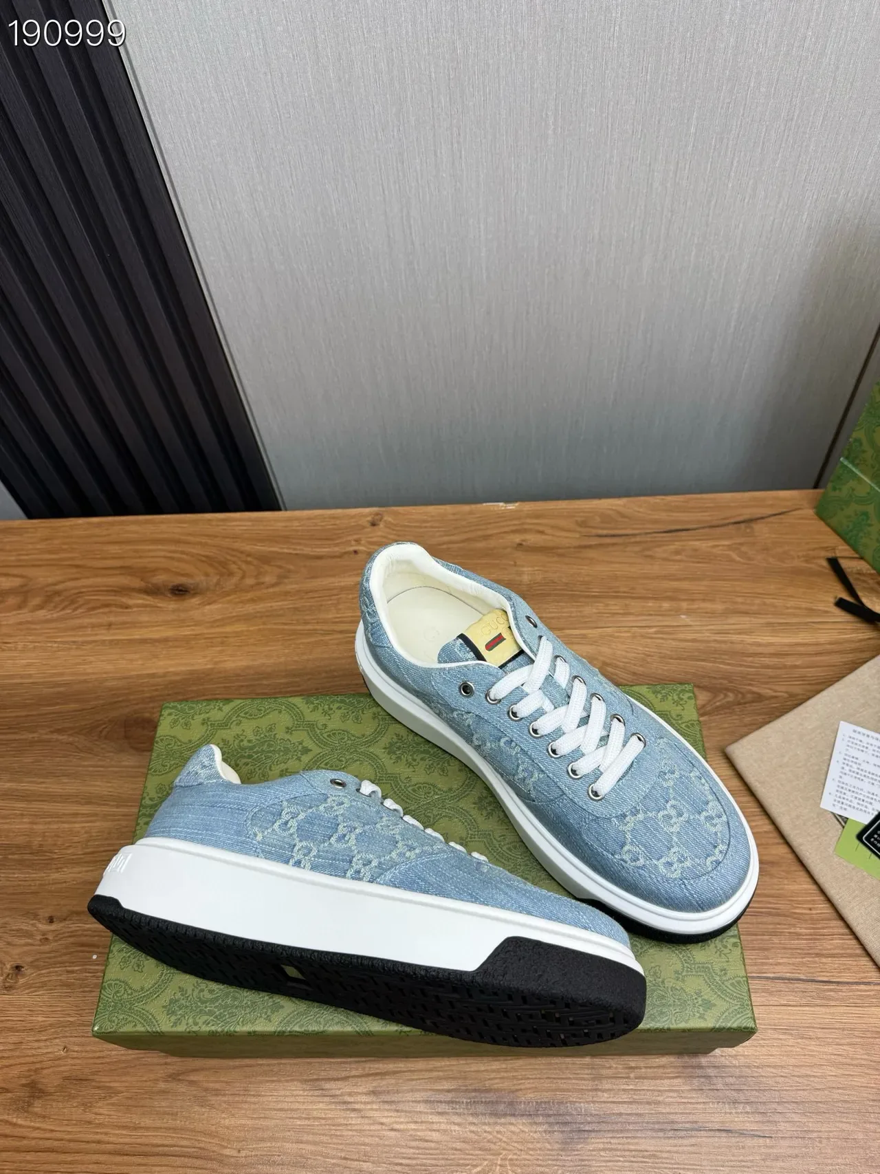 Gucci Blue White Denim Upper GG Monogram Print Lifestyle Sneakers 6