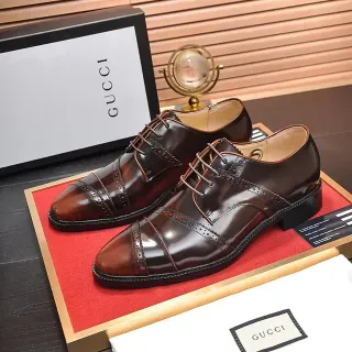 Gucci Brown Black Cap-Toe Brogue Oxford Shoes