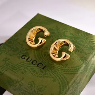 Gucci C-Shaped Gold-Tone Hoop Earrings