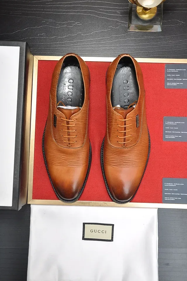 Gucci Cap-Toe Lizard-Textured Leather Oxford Shoes 5