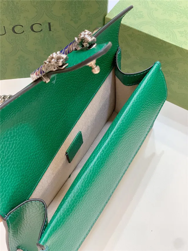 Gucci Dionysus White Pebbled Leather Blue Enamel Horsebit Chain Bag 11