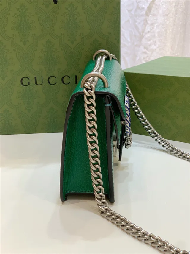 Gucci Dionysus White Pebbled Leather Blue Enamel Horsebit Chain Bag 14