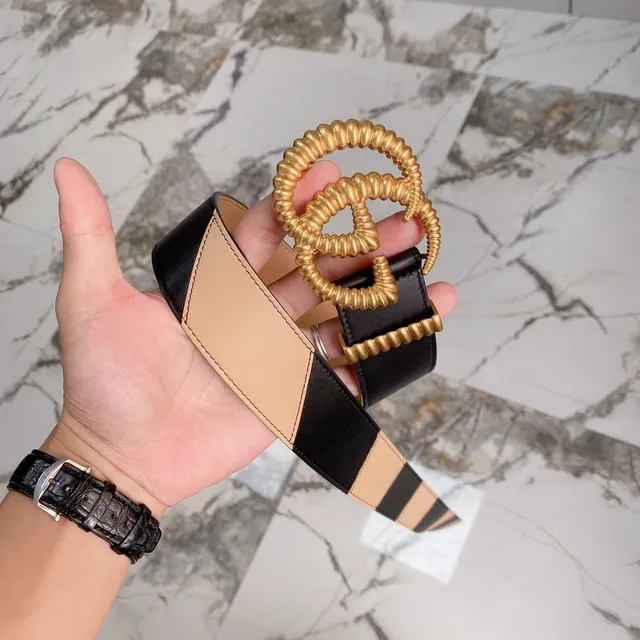 Gucci Double G কালো এবং বেইজ চামড়ার বেল্ট 2
