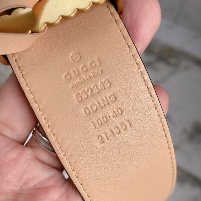 Gucci Double G কালো এবং বেইজ চামড়ার বেল্ট 6