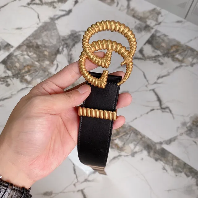 Gucci Double G কালো এবং বেইজ চামড়ার বেল্ট 9