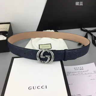 Gucci Double G Belt Navy Blue Leather Belt