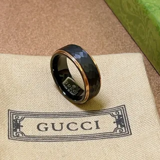 Gucci Faceted Black and Rose Gold-Tone Ring