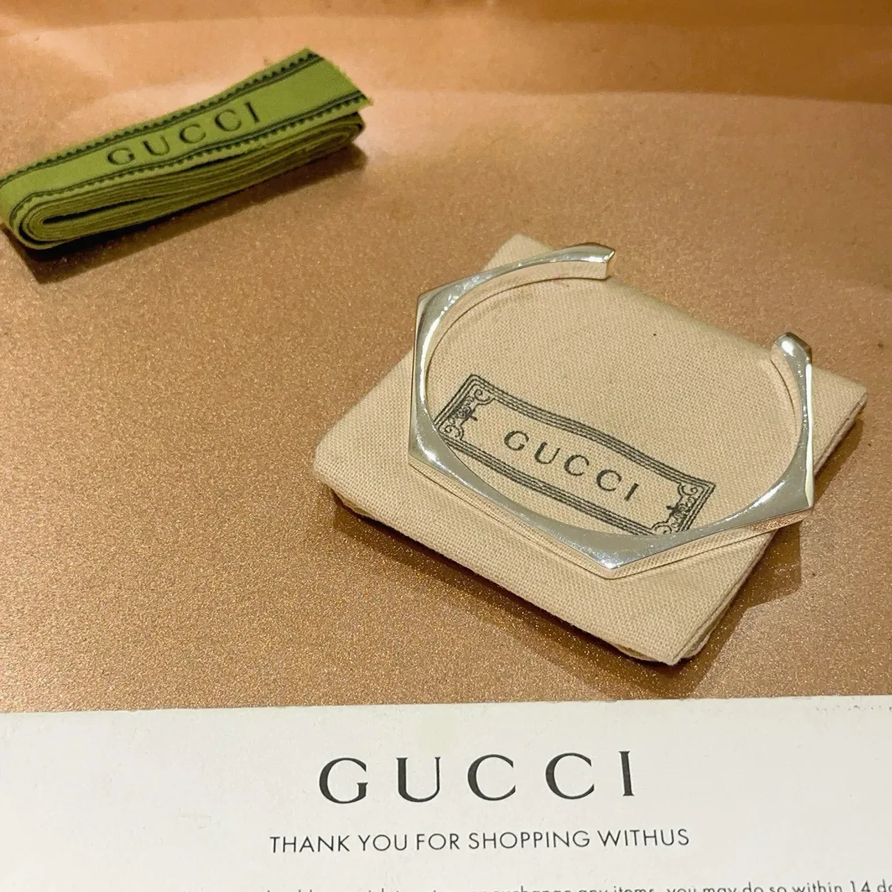 Gucci Geometric Faceted Open Bangle Bracelet 2
