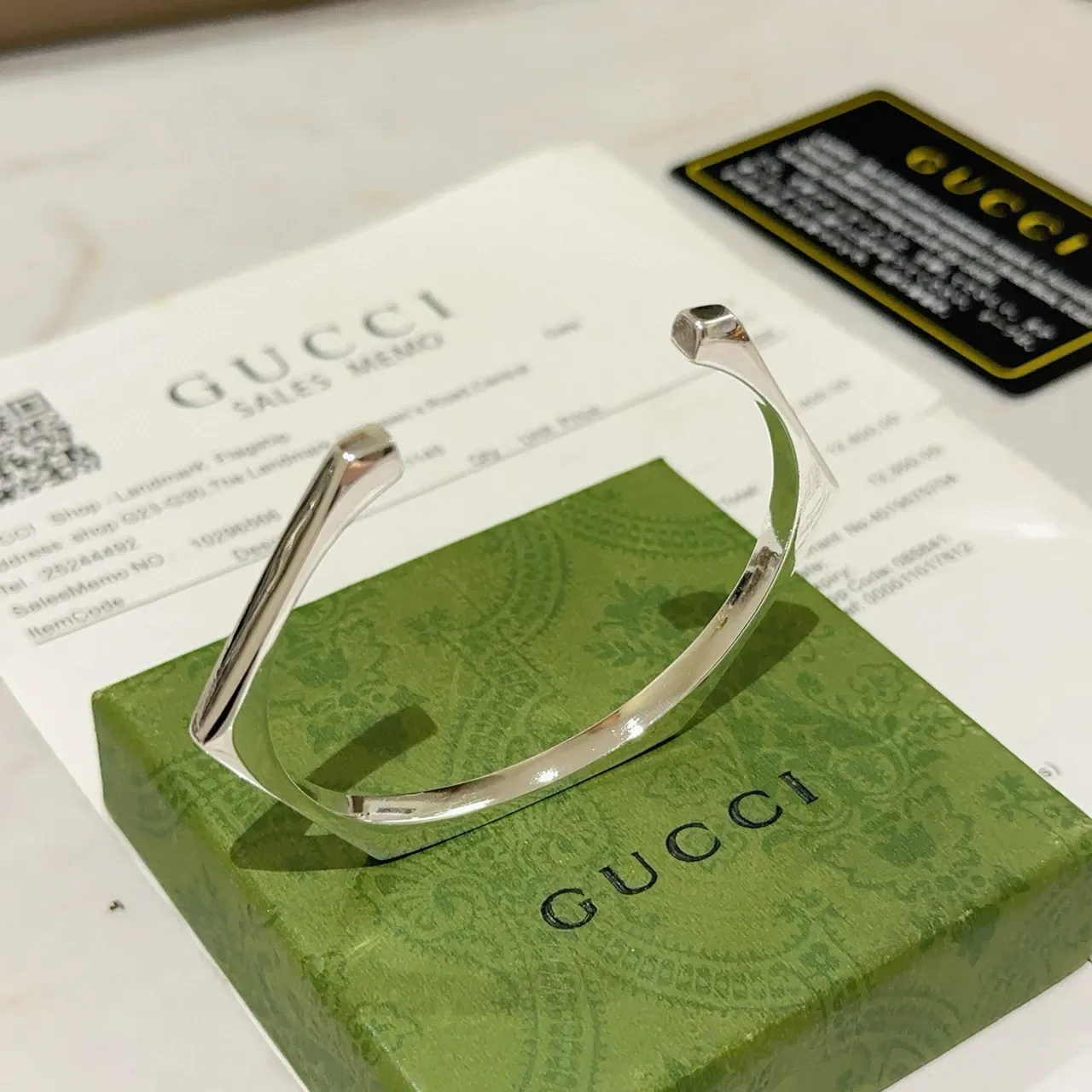 Gucci Geometric Faceted Open Bangle Bracelet 5