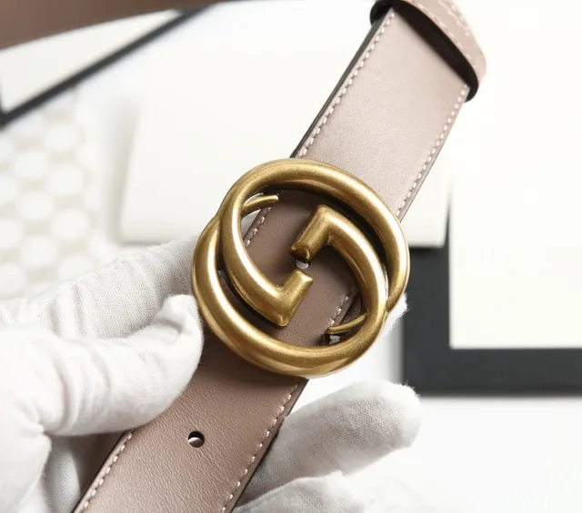 Gucci GG Marmont Beige Gold Smooth Interlocking G Buckle Leather Belt 3