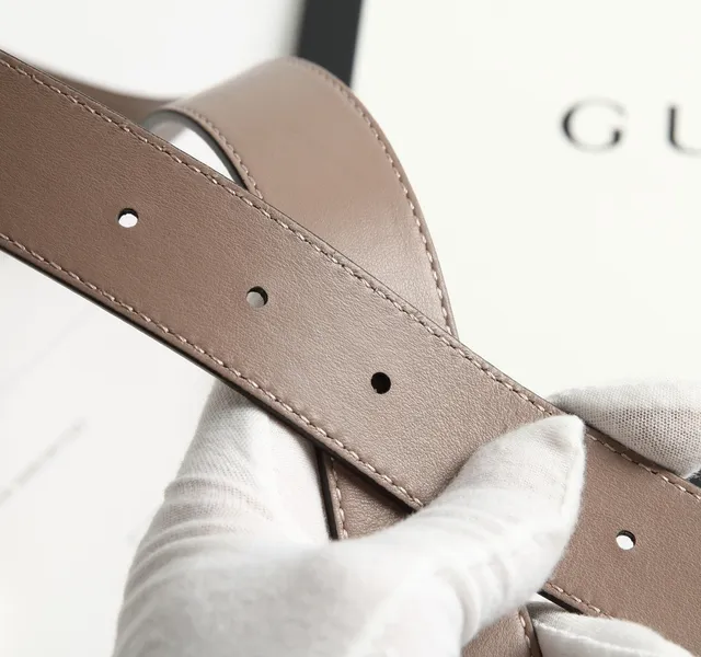 Gucci GG Marmont Beige Gold Smooth Interlocking G Buckle Leather Belt 6