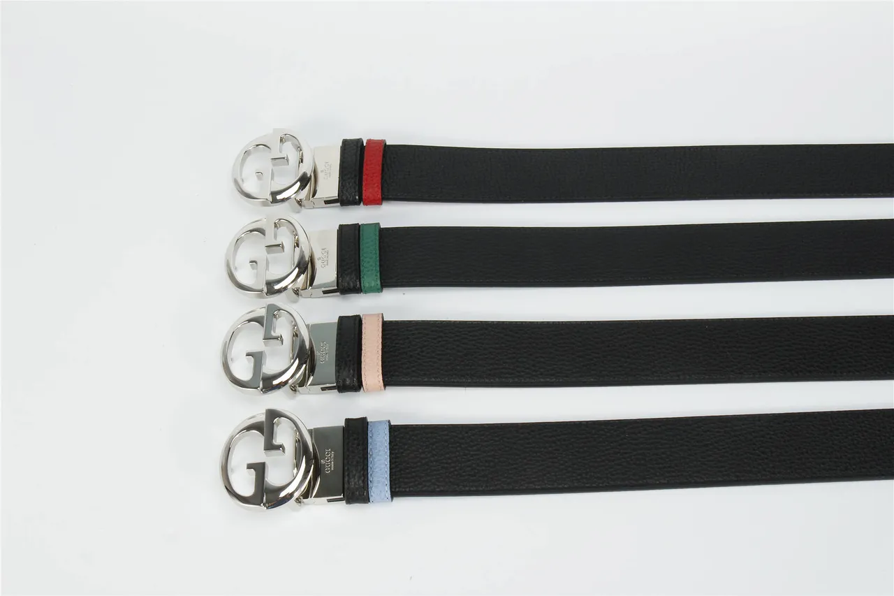Gucci GG Marmont Black and Green Leather Belt 2