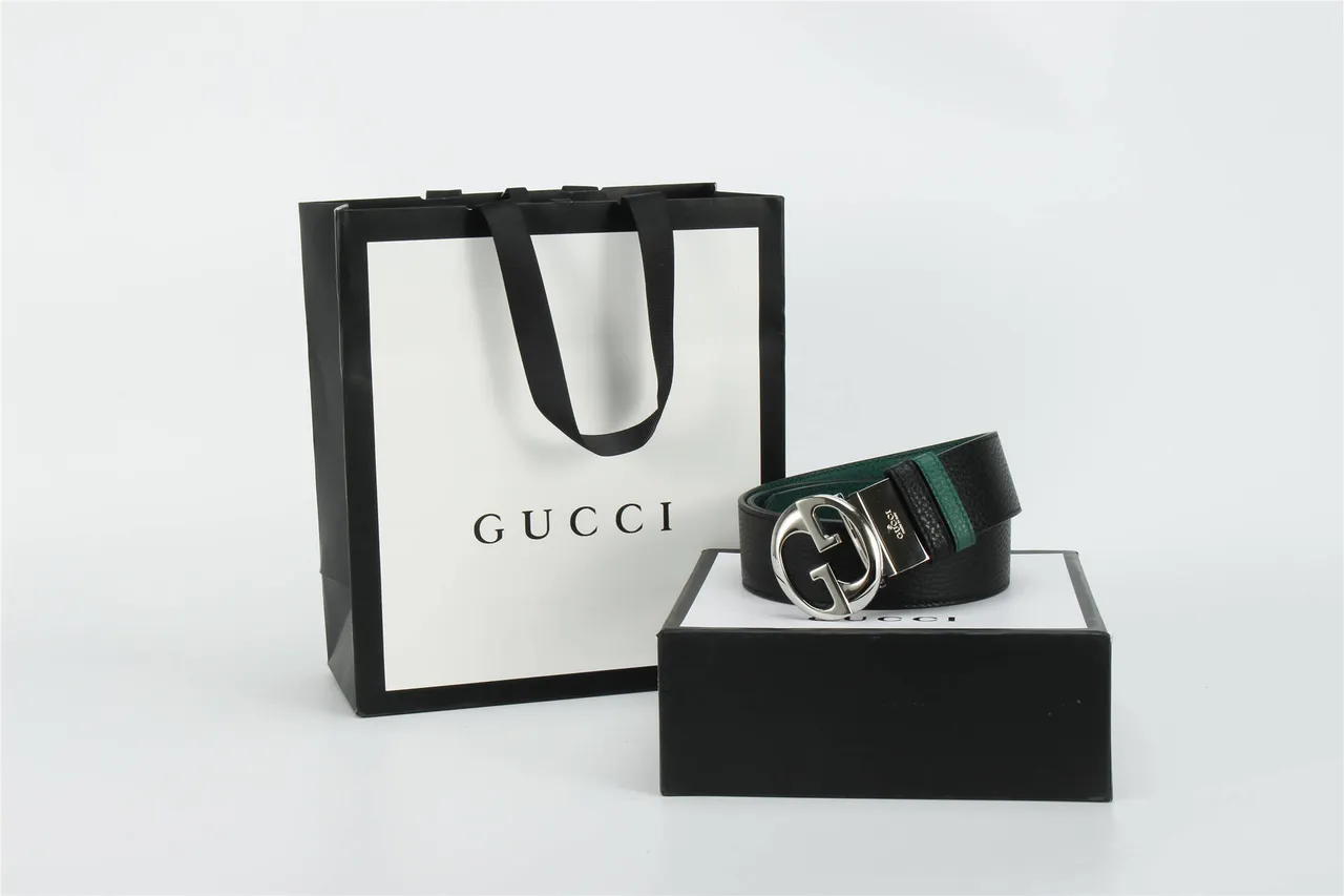 Gucci GG Marmont Black and Green Leather Belt 6