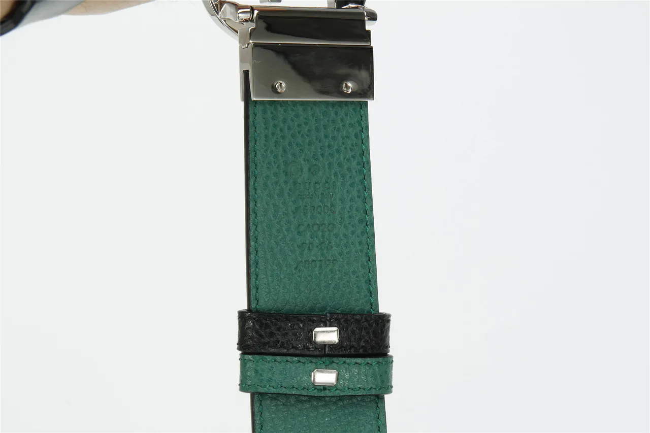 Gucci GG Marmont Black and Green Leather Belt 8