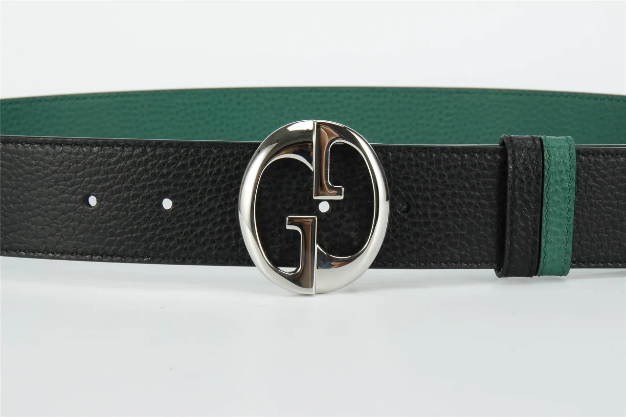 Gucci GG Marmont Black and Green Leather Belt 9
