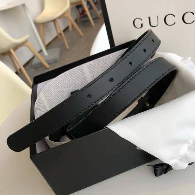 Gucci GG Marmont Black Gold Interlocking G Buckle Leather Belt 4