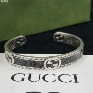 Gucci GG Marmont Black Speckled Enamel Cuff Bracelet