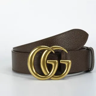Gucci GG Marmont Brown Pebbled Leather Belt