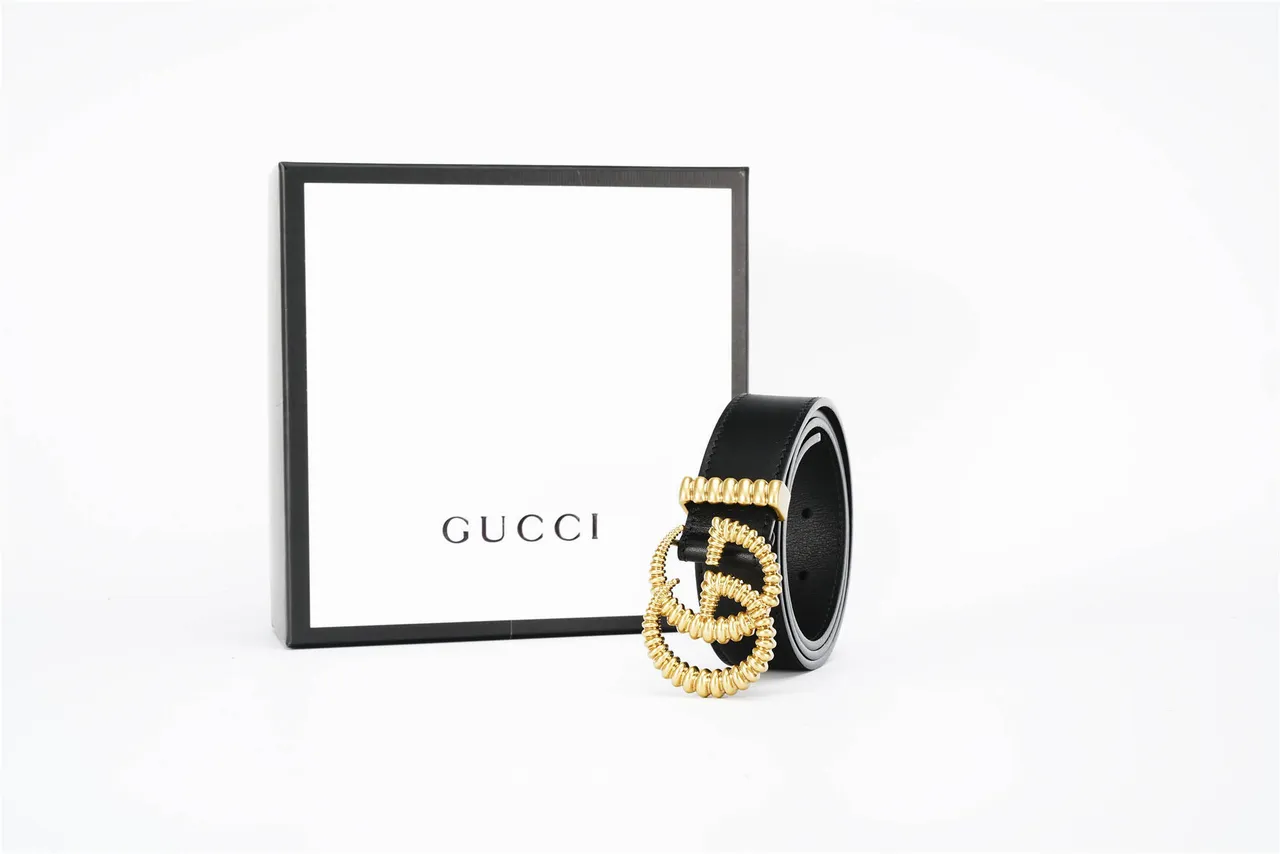 Gucci GG Marmont Coiled Rope Interlocking G Black Leather Belt 6