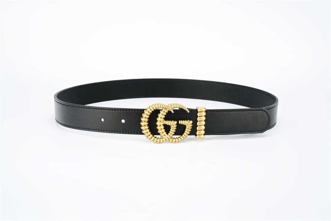 Gucci GG Marmont Coiled Rope Interlocking G Black Leather Belt 10