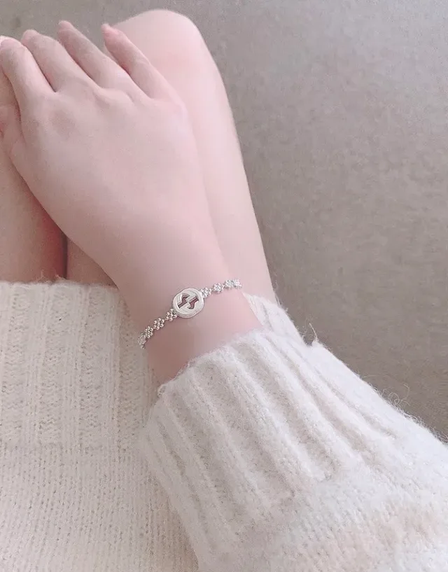 Gucci GG Marmont Floral-Link Interlocking G Silver Bracelet 2