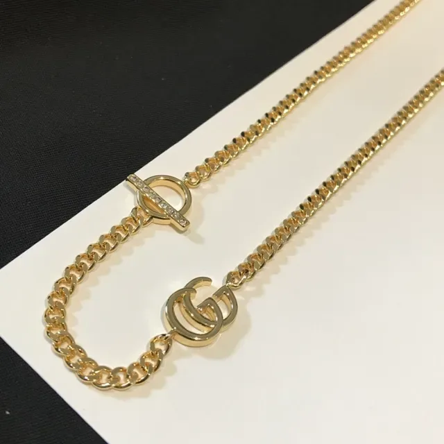 قلادة جوتشي GG مارمونت سلسلة Curb Chain ذهبية Interlocking Double-G 5