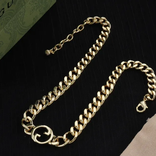 Gucci GG Marmont Gold Curb Chain Interlocking G Logo Charm Necklace 4